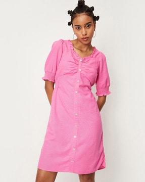 shirt dress with frilled detail