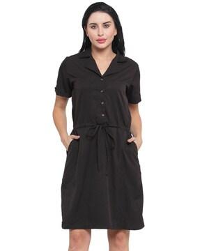 shirt dress with front tie-up