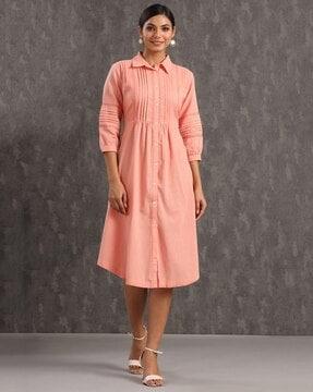 shirt dress with lace inserts