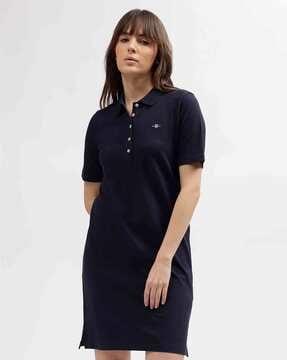 shirt dress with logo applique