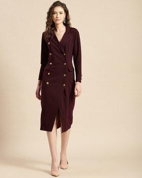 shirt dress with notched lapel collar