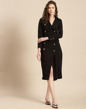 shirt dress with notched lapel collar