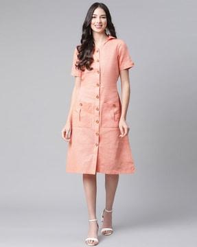 shirt dress with patch pockets