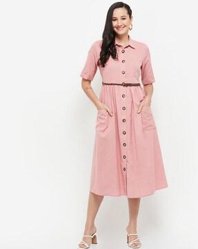 shirt dress with patch pockets