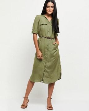 shirt dress with patch pockets