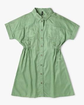 shirt dress with patch pockets