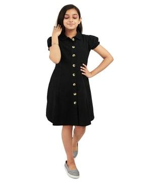 shirt dress with puff sleeves