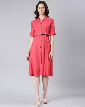 shirt dress with roll-up sleeves