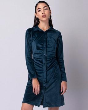 shirt dress with ruched detail