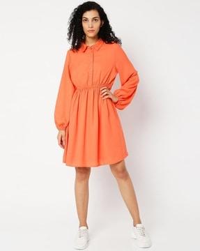 shirt dress with spread collar