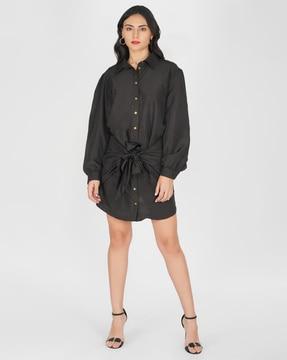 shirt dress with spread collar