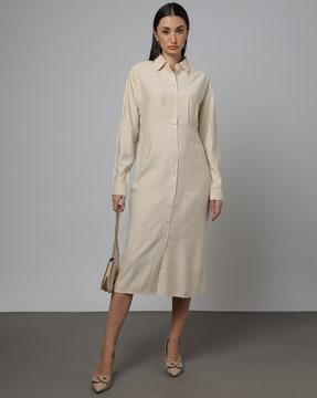 shirt dress with spread collar