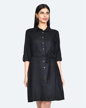 shirt dress with spread collar