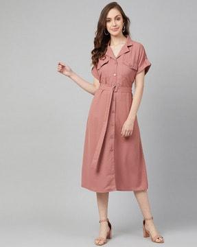 shirt dress with tie-up detail