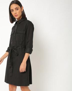 shirt dress with waist tie up