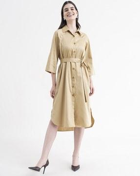 shirt dress with waist tie up