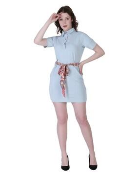 shirt dress with waist tie-up