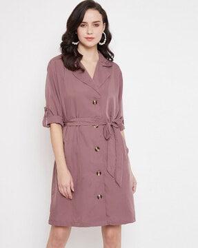 shirt dress with waist tie-up