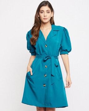 shirt dress with waist tie-up