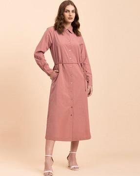 shirt dress with waist tie-up