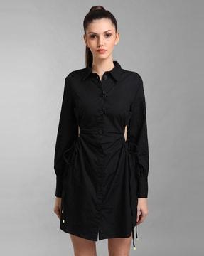 shirt dress with waist tie-up