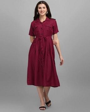 shirt dress with waist tie