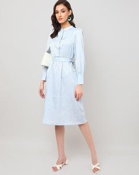 shirt dress with wasit tie-up belt