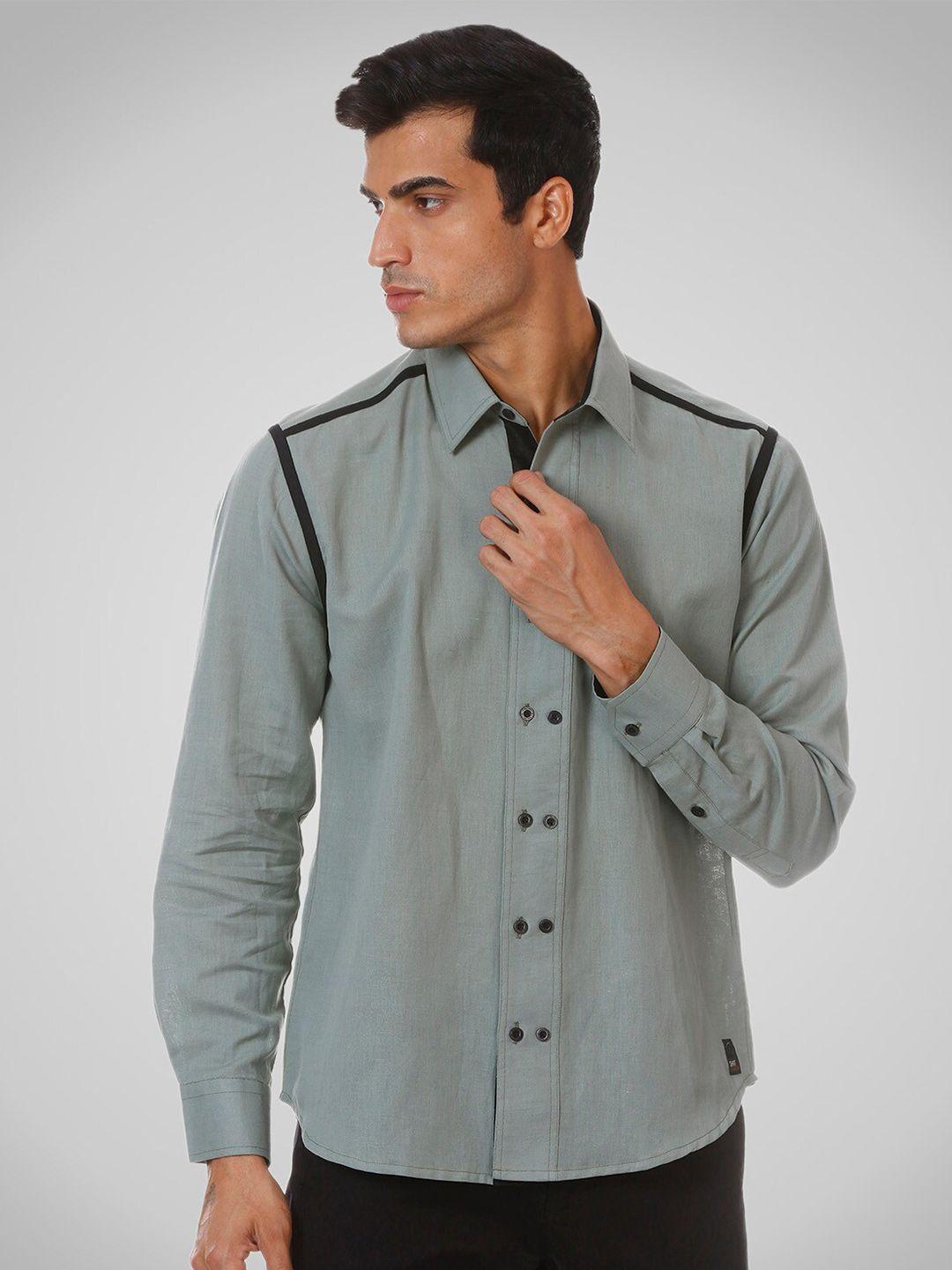 shirt theory men green comfort casual shirt