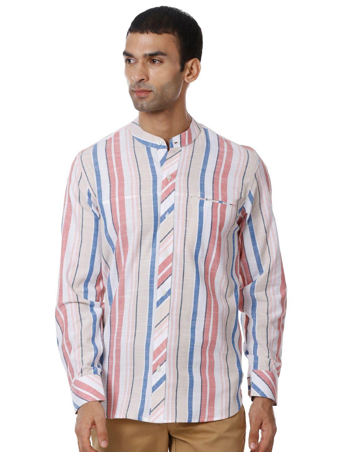 shirt theory men multicoloured comfort striped casual shirt