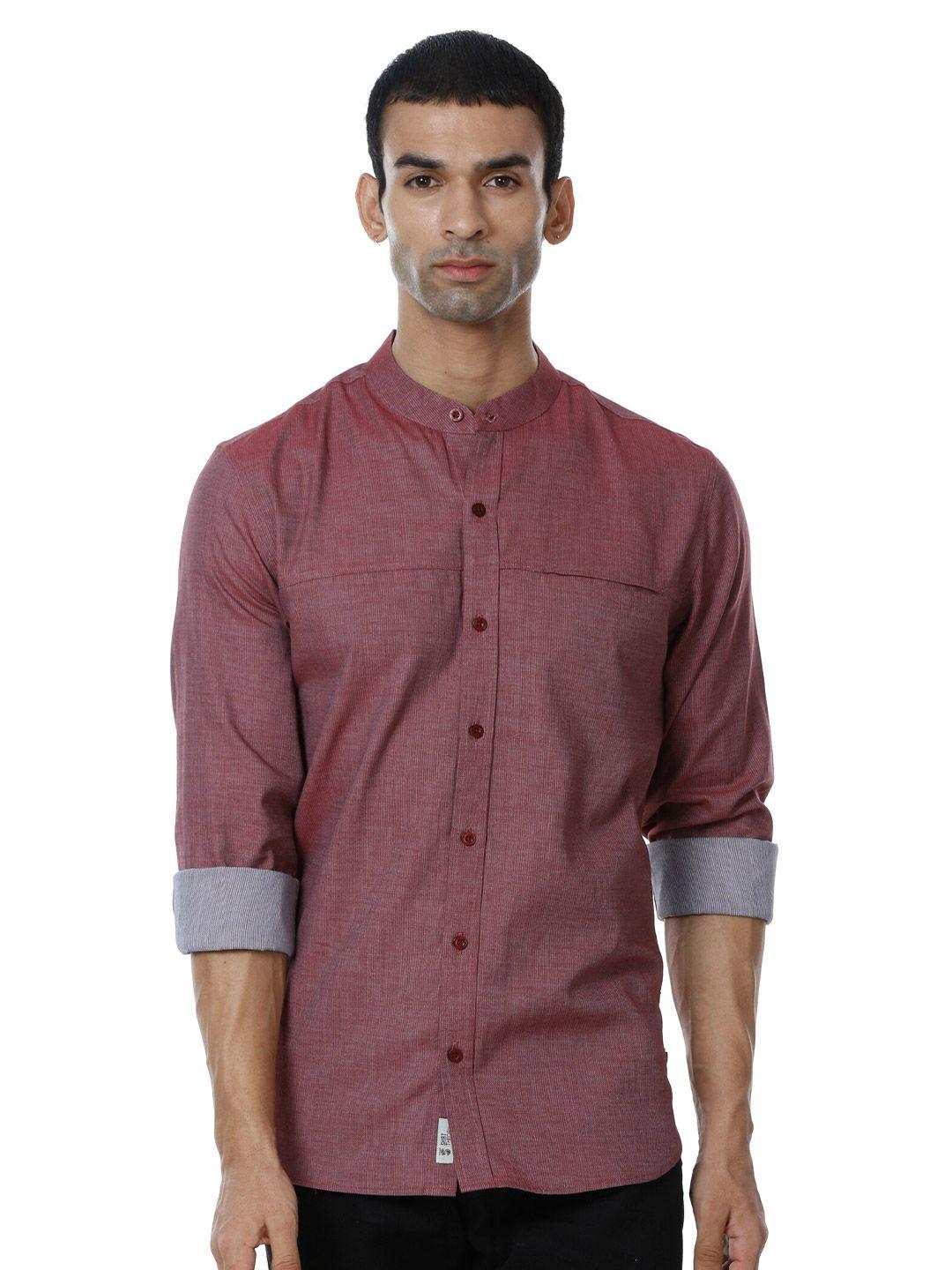 shirt theory men red solid comfort casual shirt