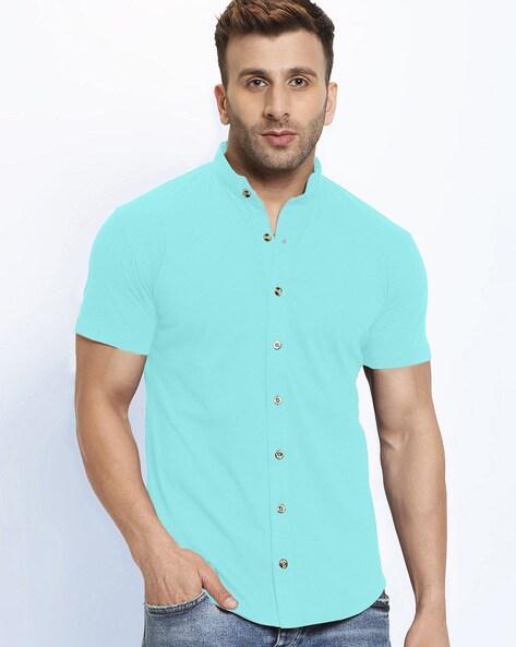 shirt with band collar