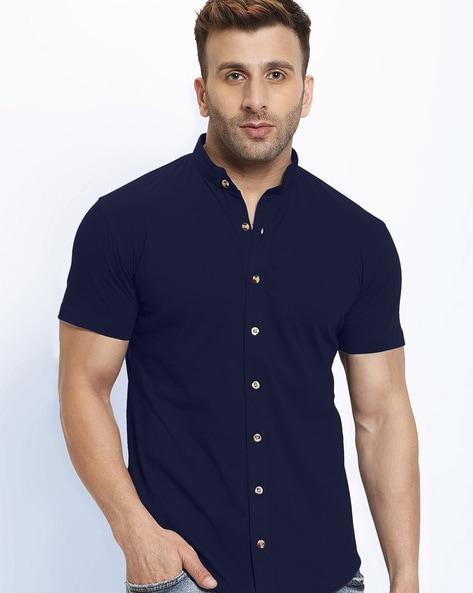 shirt with band collar