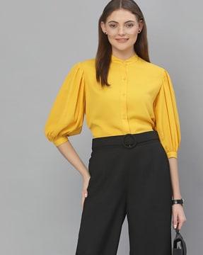 shirt with band collar