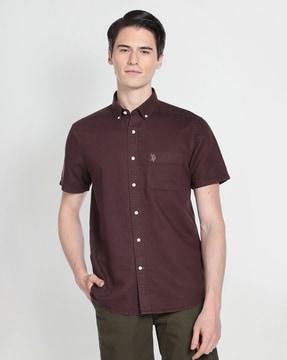 shirt with button-down collar