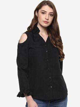 shirt with cold-shoulder sleeves