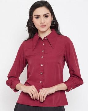 shirt with cuffed sleeves