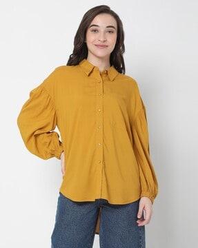 shirt with drop-shoulder sleeves