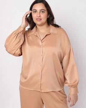 shirt with drop-shoulder sleeves