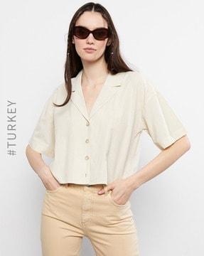 shirt with drop-shoulder sleeves