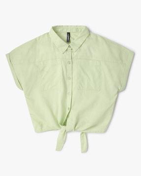 shirt with elasticated hem & patch pocket