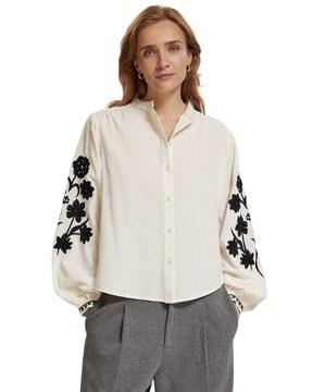 shirt with embroidered sleeves