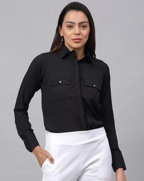 shirt with flap pockets