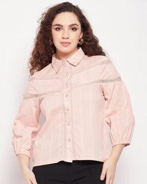 shirt with lace inserts