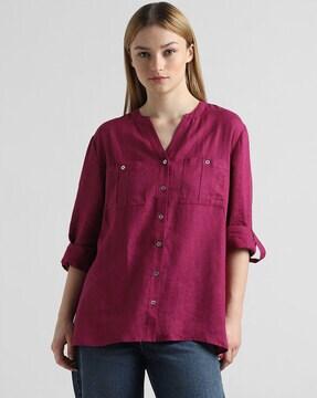 shirt with patch pocket & cuffed sleeves