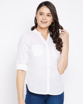 shirt with roll-up sleeves