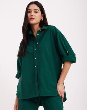 shirt with roll-up sleeves