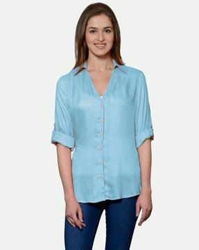 shirt with roll-up sleeves