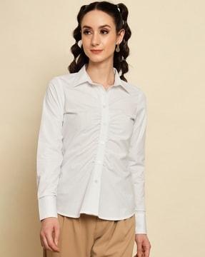 shirt with ruched accent