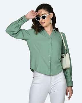 shirt with ruched cuffs
