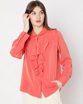 shirt with ruffle accent